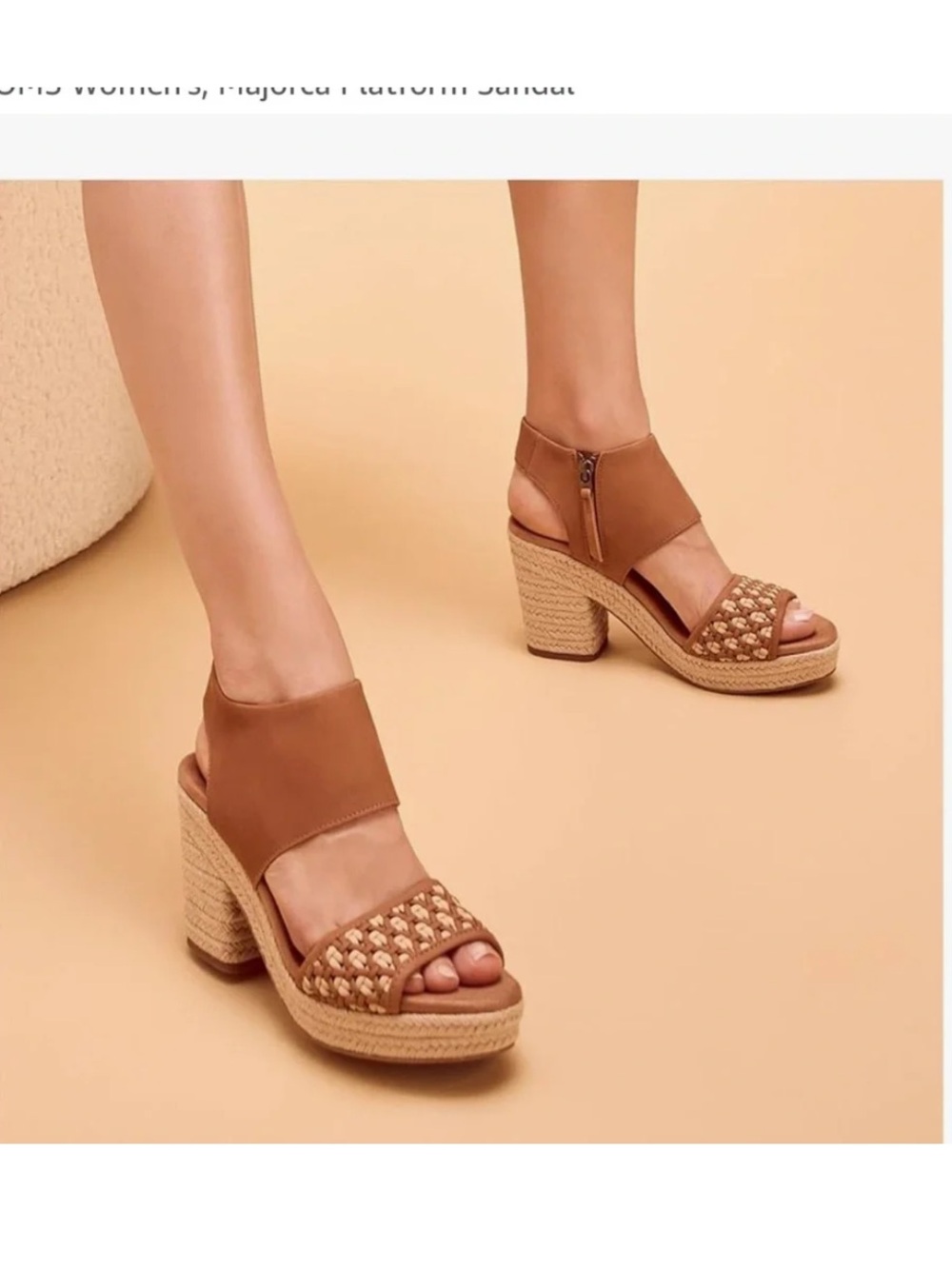 TOMS Majorca Platform Block Heel Sandals - Tan